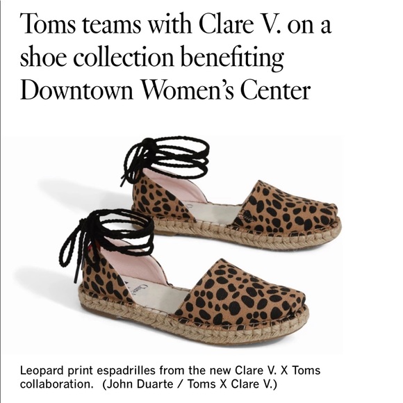 TOMS x CLARE V Katalina Espadrille in Leopard - Picture 2 of 12